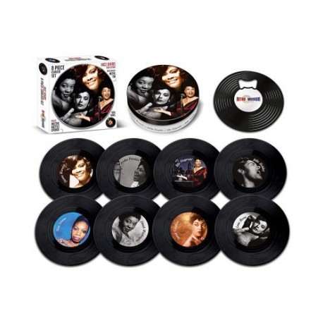 Various - JAZZ DIVAS, 8 piece coaster set with metal bottle opener