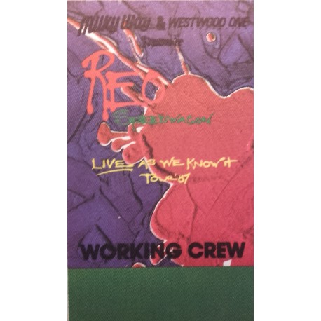 Reo Speedwagon, Live as we know it Tour'87, Working Crew -Backstage Pass