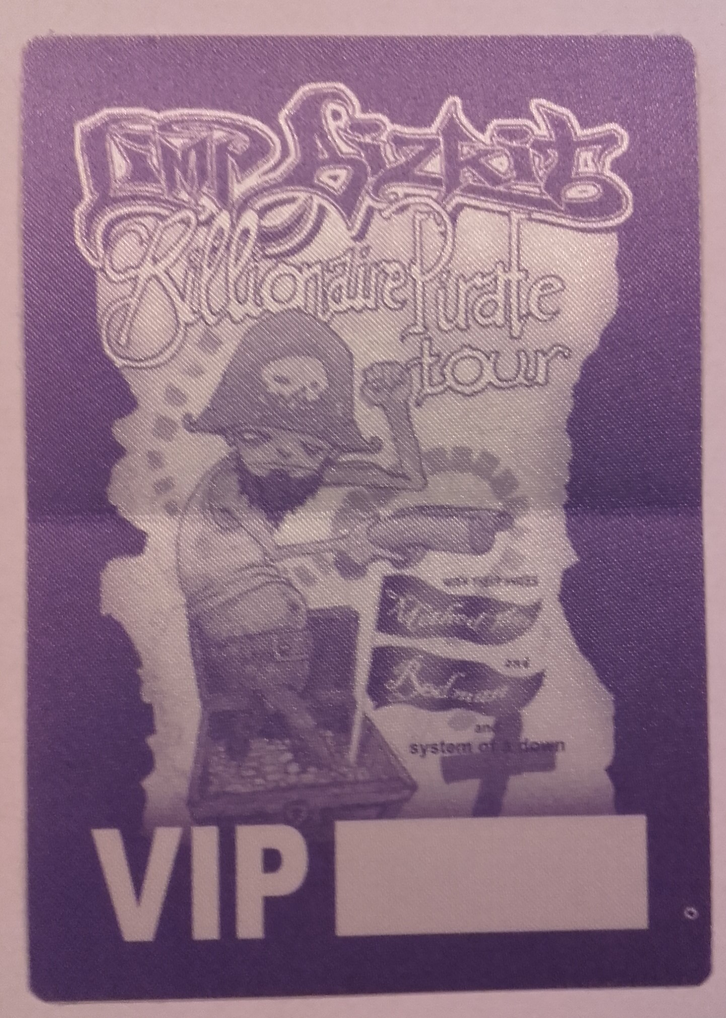 Limp Bizkit Billionaire Pirate Tour Backstage Pass Project 38